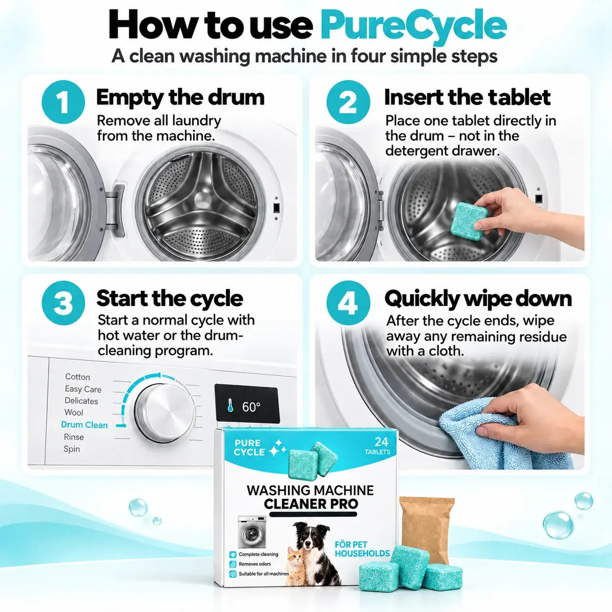 PURE CYCLE: PROFESSIONAL WASHING MACHINE CLEANER
